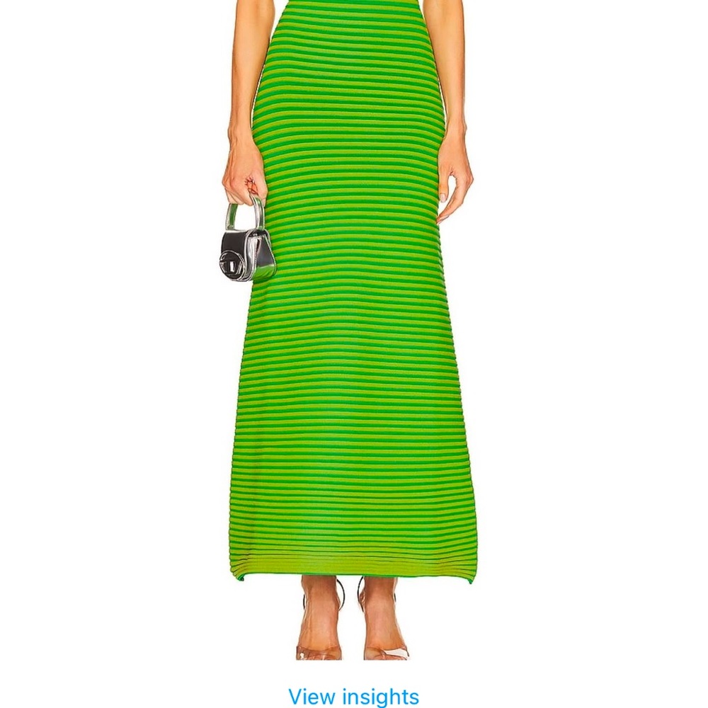 Green trumpet maxi dress with ribbed texture for cocktail